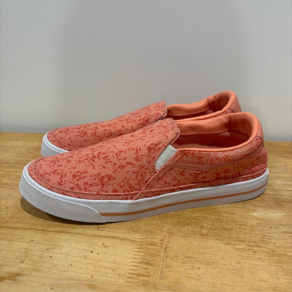 Nike Court Legacy Canvas Slip On Shoes Coral Pink‎ size 8 CZ1752-800 Graphic